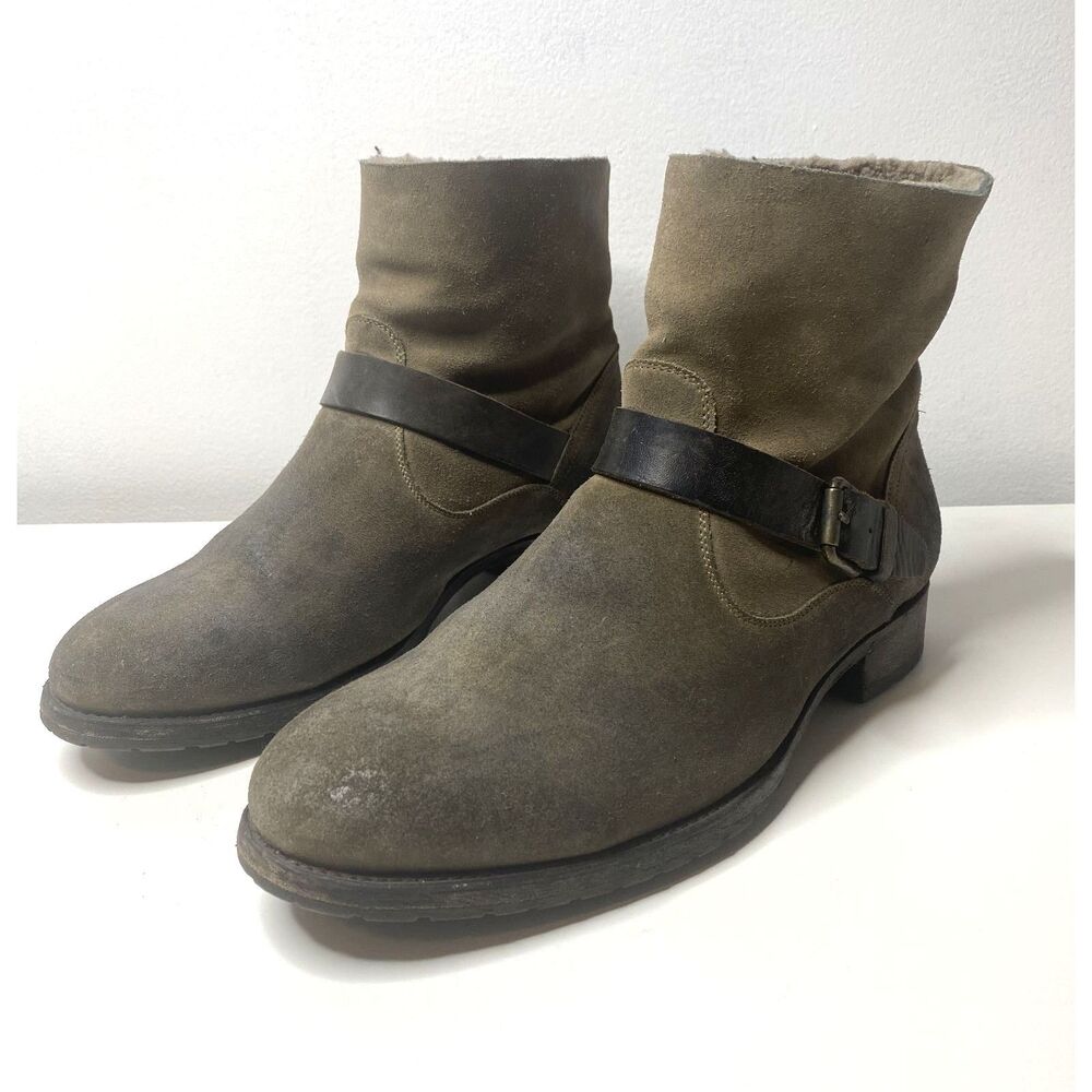 NDC Made By Hand Brown Suede Distressed Buckle Lined Ankle Boots Boho Grunge 40